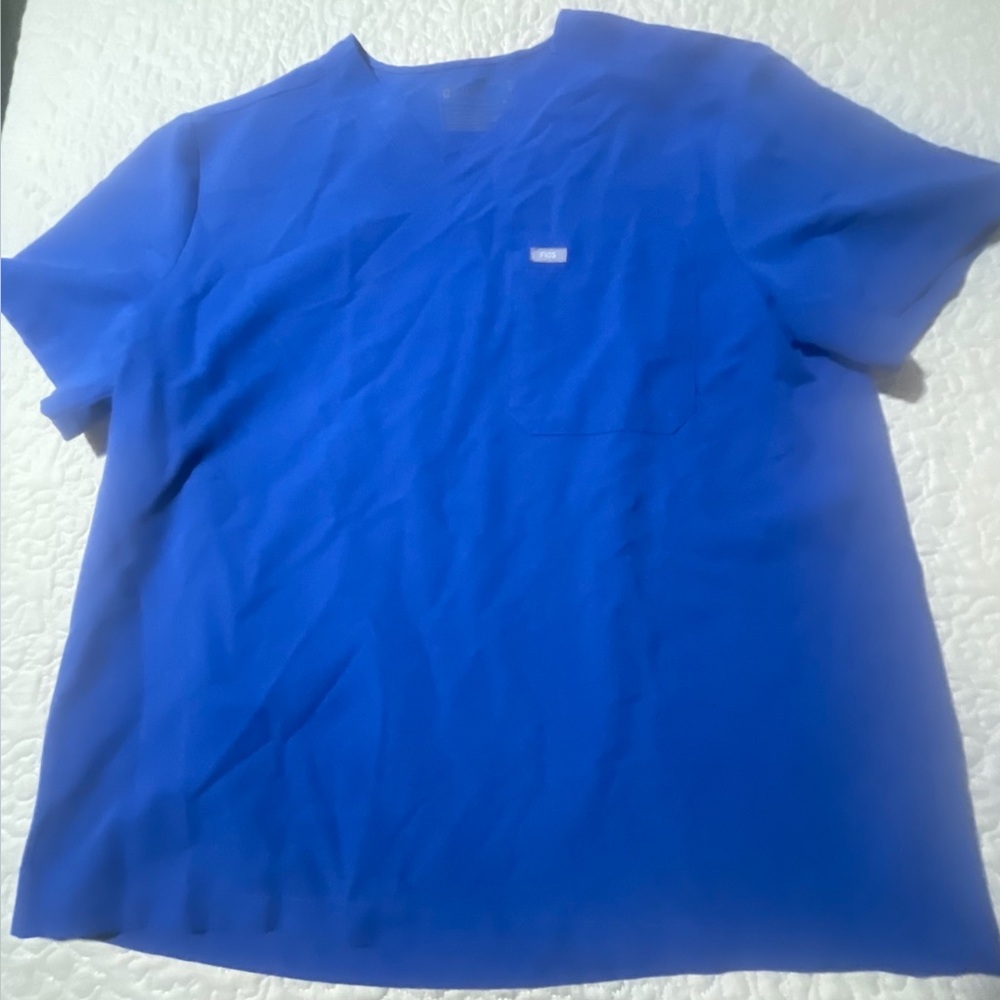 Figs Technical Collection blue scrub‎ top short sleeve size XL